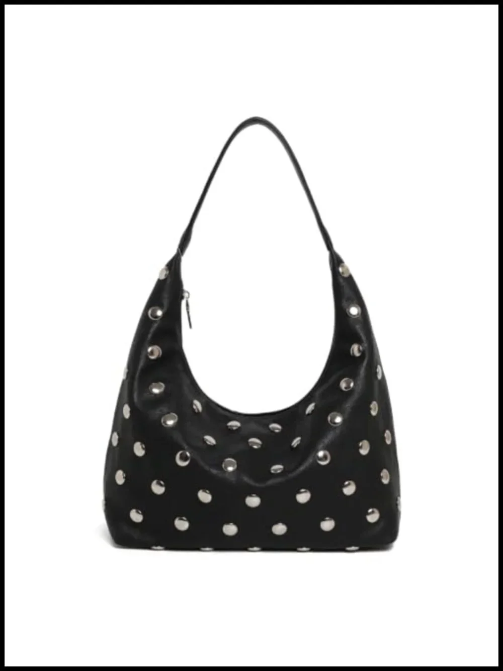 Studded Hobo Bag for Women Slouchy Shoulder Purse PU Leather
